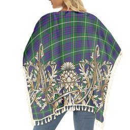 ScotsTee Shop Scottish MacIntyre Hunting Modern Tartan Scotland Royal Golden Thistle Square Fringed Shawl