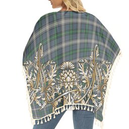 ScotsTee Shop Scottish McDouall Tartan Scotland Royal Golden Thistle Square Fringed Shawl