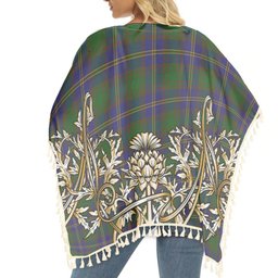 ScotsTee Shop Scottish Strang of Balkaskie Tartan Scotland Royal Golden Thistle Square Fringed Shawl