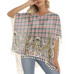 ScotsTee Shop Scottish Robertson Dress #2 Ancient Tartan Scotland Royal Golden Thistle Square Fringed Shawl