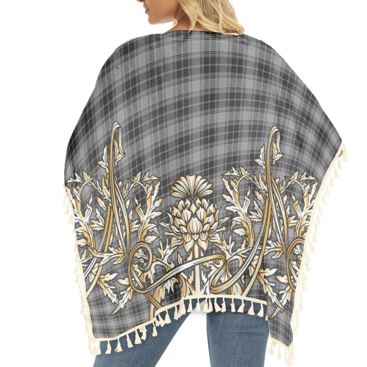 ScotsTee Shop Scottish O'Sullivan-Beare Tartan Scotland Royal Golden Thistle Square Fringed Shawl