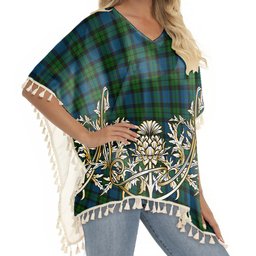 ScotsTee Shop Scottish McCoy Tartan Scotland Royal Golden Thistle Square Fringed Shawl