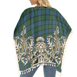 ScotsTee Shop Scottish McCoy Tartan Scotland Royal Golden Thistle Square Fringed Shawl