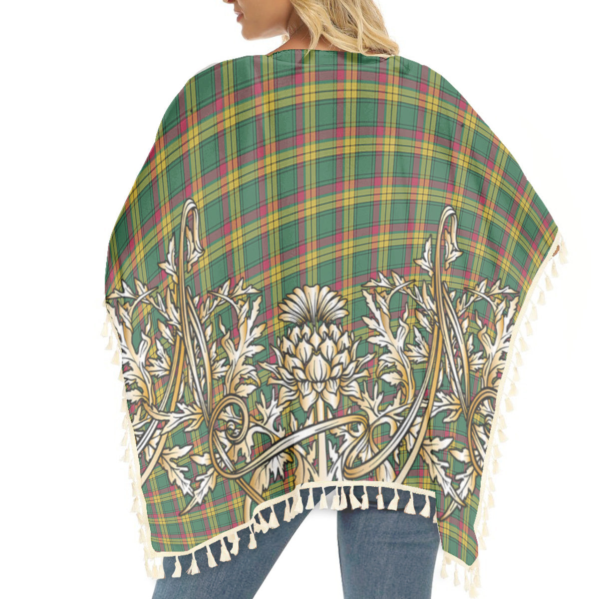 ScotsTee Shop Scottish MacMillan Old Ancient Tartan Scotland Royal Golden Thistle Square Fringed Shawl