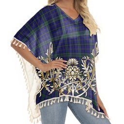 ScotsTee Shop Scottish Weir Tartan Scotland Royal Golden Thistle Square Fringed Shawl