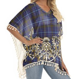 ScotsTee Shop Scottish Knox 2 Tartan Scotland Royal Golden Thistle Square Fringed Shawl