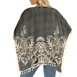 ScotsTee Shop Scottish Pilette of Kinnear Tartan Scotland Royal Golden Thistle Square Fringed Shawl