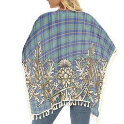 ScotsTee Shop Scottish US Marine Tartan Scotland Royal Golden Thistle Square Fringed Shawl