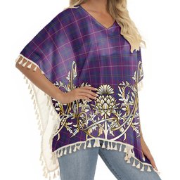 ScotsTee Shop Scottish Pride of Glencoe Tartan Scotland Royal Golden Thistle Square Fringed Shawl