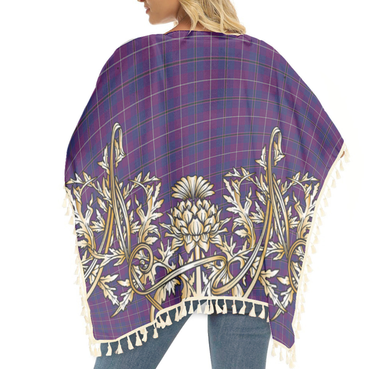 ScotsTee Shop Scottish Pride of Glencoe Tartan Scotland Royal Golden Thistle Square Fringed Shawl