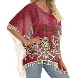 ScotsTee Shop Scottish MacRae Modern Tartan Scotland Royal Golden Thistle Square Fringed Shawl
