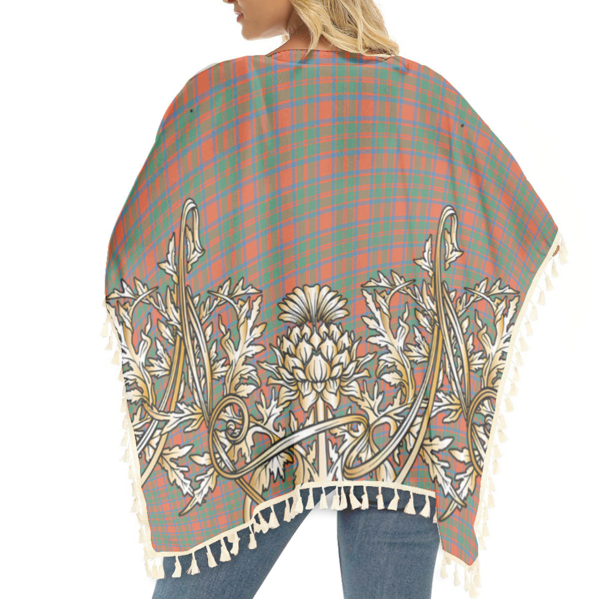 ScotsTee Shop Scottish MacIntosh Ancient Tartan Scotland Royal Golden Thistle Square Fringed Shawl