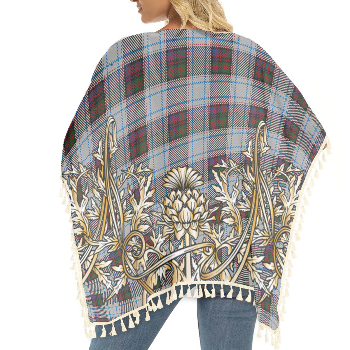 ScotsTee Shop Scottish McDonald Dress Ancient Tartan Scotland Royal Golden Thistle Square Fringed Shawl