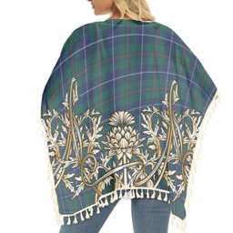 ScotsTee Shop Scottish Irvine of Bonshaw Tower Modern Tartan Scotland Royal Golden Thistle Square Fringed Shawl