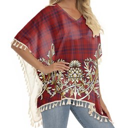 ScotsTee Shop Scottish Kyle Blue Tartan Scotland Royal Golden Thistle Square Fringed Shawl