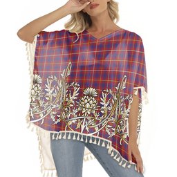 ScotsTee Shop Scottish MacKeever Tartan Scotland Royal Golden Thistle Square Fringed Shawl