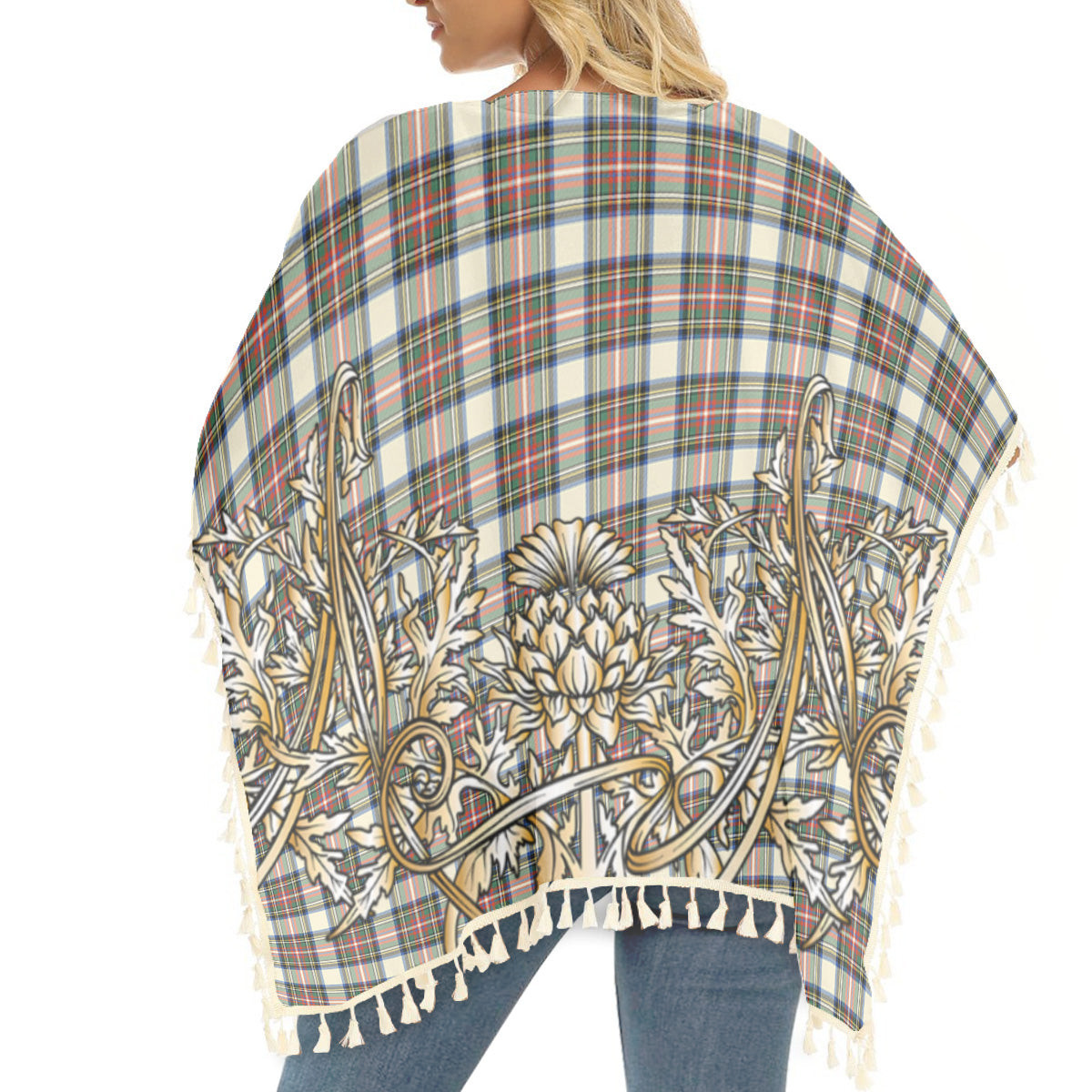 ScotsTee Shop Scottish Stewart Dress Modern SC Tartan Scotland Royal Golden Thistle Square Fringed Shawl