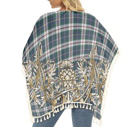 ScotsTee Shop Scottish MacLeod Of Californian Modern Tartan Scotland Royal Golden Thistle Square Fringed Shawl