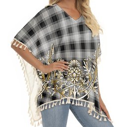 ScotsTee Shop Scottish YinYang Tartan Scotland Royal Golden Thistle Square Fringed Shawl