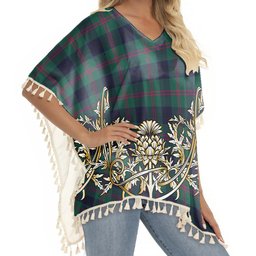 ScotsTee Shop Scottish Laurie (Lawrie) Modern Clan Tartan Scotland Royal Golden Thistle Square Fringed Shawl