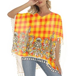 ScotsTee Shop Scottish MacMillan Tartan Scotland Royal Golden Thistle Square Fringed Shawl