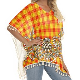 ScotsTee Shop Scottish MacMillan Tartan Scotland Royal Golden Thistle Square Fringed Shawl