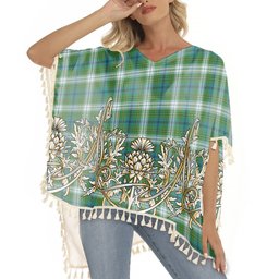 ScotsTee Shop Scottish Johnston Dress Ancient Tartan Scotland Royal Golden Thistle Square Fringed Shawl