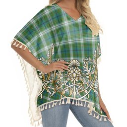 ScotsTee Shop Scottish Johnston Dress Ancient Tartan Scotland Royal Golden Thistle Square Fringed Shawl