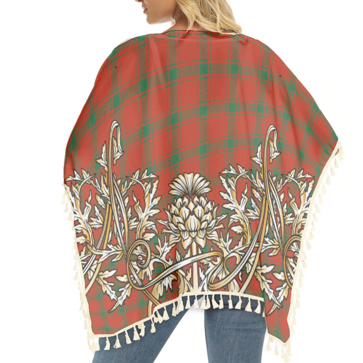 ScotsTee Shop Scottish MacDonald of Sleat Ancient Tartan Scotland Royal Golden Thistle Square Fringed Shawl