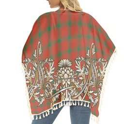 ScotsTee Shop Scottish MacDonald of Sleat Ancient Tartan Scotland Royal Golden Thistle Square Fringed Shawl