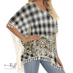 ScotsTee Shop Scottish McPhee B&W Ancient Tartan Scotland Royal Golden Thistle Square Fringed Shawl