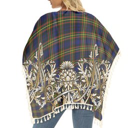 ScotsTee Shop Scottish MacLellan Modern SC Tartan Scotland Royal Golden Thistle Square Fringed Shawl