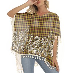 ScotsTee Shop Scottish Jardine Tartan Scotland Royal Golden Thistle Square Fringed Shawl