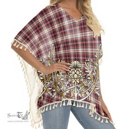 ScotsTee Shop Scottish MacFarlane Dress Modern Tartan Scotland Royal Golden Thistle Square Fringed Shawl