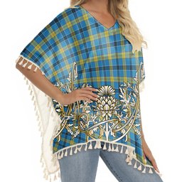 ScotsTee Shop Scottish Laing SC Tartan Scotland Royal Golden Thistle Square Fringed Shawl