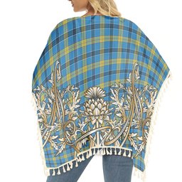 ScotsTee Shop Scottish Laing SC Tartan Scotland Royal Golden Thistle Square Fringed Shawl
