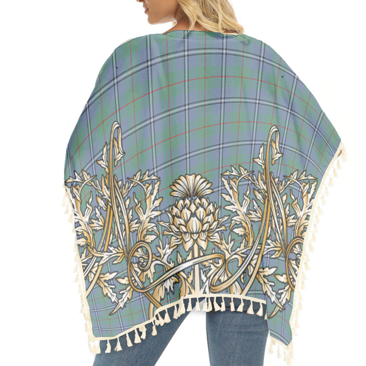 ScotsTee Shop Scottish Irvine of Glentulchan Ancient Tartan Scotland Royal Golden Thistle Square Fringed Shawl