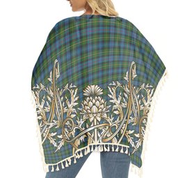 ScotsTee Shop Scottish McLeod of Skye Tartan Scotland Royal Golden Thistle Square Fringed Shawl