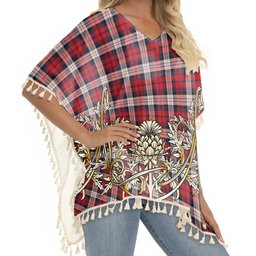 ScotsTee Shop Scottish MacDonald Dress Irish Modern Tartan Scotland Royal Golden Thistle Square Fringed Shawl