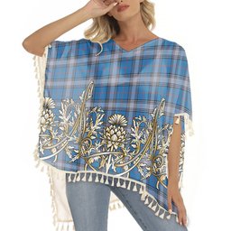 ScotsTee Shop Scottish Kinnaird Ancient Tartan Scotland Royal Golden Thistle Square Fringed Shawl
