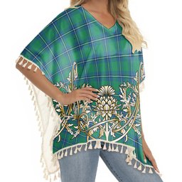 ScotsTee Shop Scottish Irvine Ancient Tartan Scotland Royal Golden Thistle Square Fringed Shawl