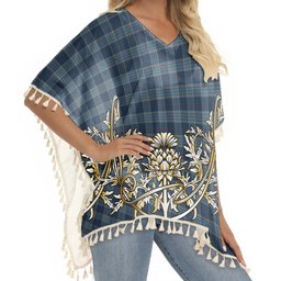 ScotsTee Shop Scottish Thorburn Lochcarron Tartan Scotland Royal Golden Thistle Square Fringed Shawl