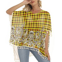 ScotsTee Shop Scottish Jardine Modern Tartan Scotland Royal Golden Thistle Square Fringed Shawl