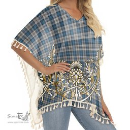 ScotsTee Shop Scottish Napier Modern Tartan Scotland Royal Golden Thistle Square Fringed Shawl
