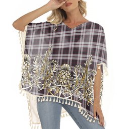 ScotsTee Shop Scottish MacPherson of Pitmain Tartan Scotland Royal Golden Thistle Square Fringed Shawl