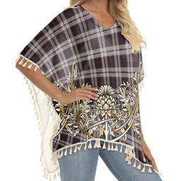 ScotsTee Shop Scottish MacPherson of Pitmain Tartan Scotland Royal Golden Thistle Square Fringed Shawl