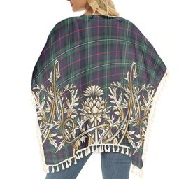 ScotsTee Shop Scottish McPhail Hunting Modern Tartan Scotland Royal Golden Thistle Square Fringed Shawl