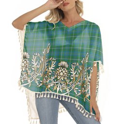 ScotsTee Shop Scottish Hay Hunting Tartan Scotland Royal Golden Thistle Square Fringed Shawl