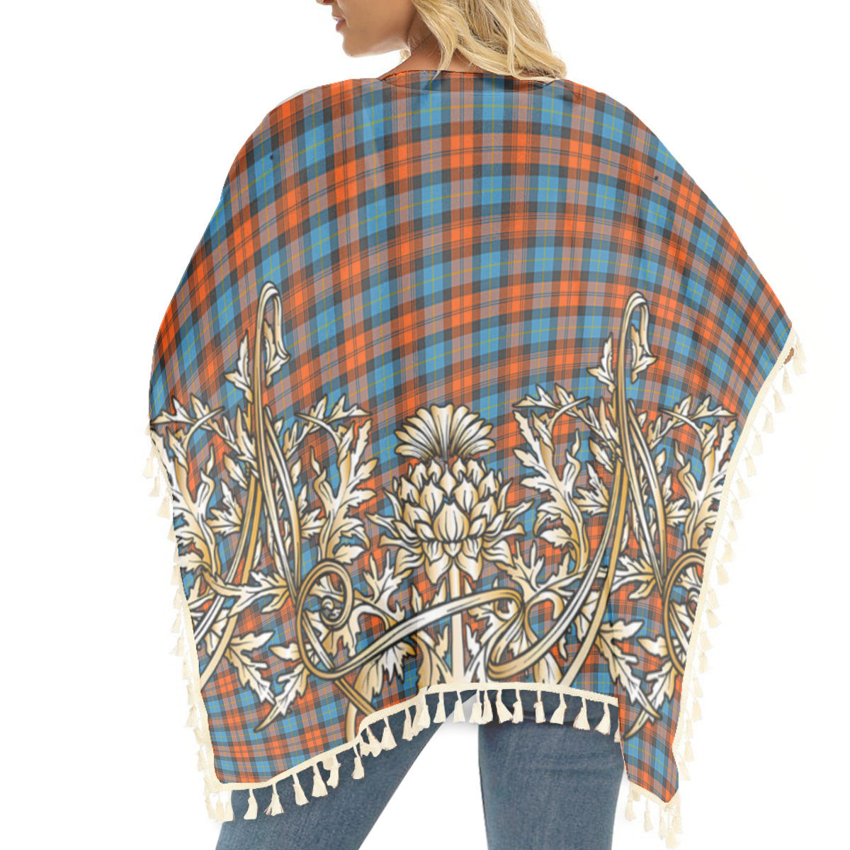 ScotsTee Shop Scottish McLachlan Ancient Tartan Scotland Royal Golden Thistle Square Fringed Shawl