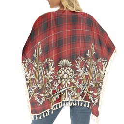 ScotsTee Shop Scottish MacIver Modern Tartan Scotland Royal Golden Thistle Square Fringed Shawl